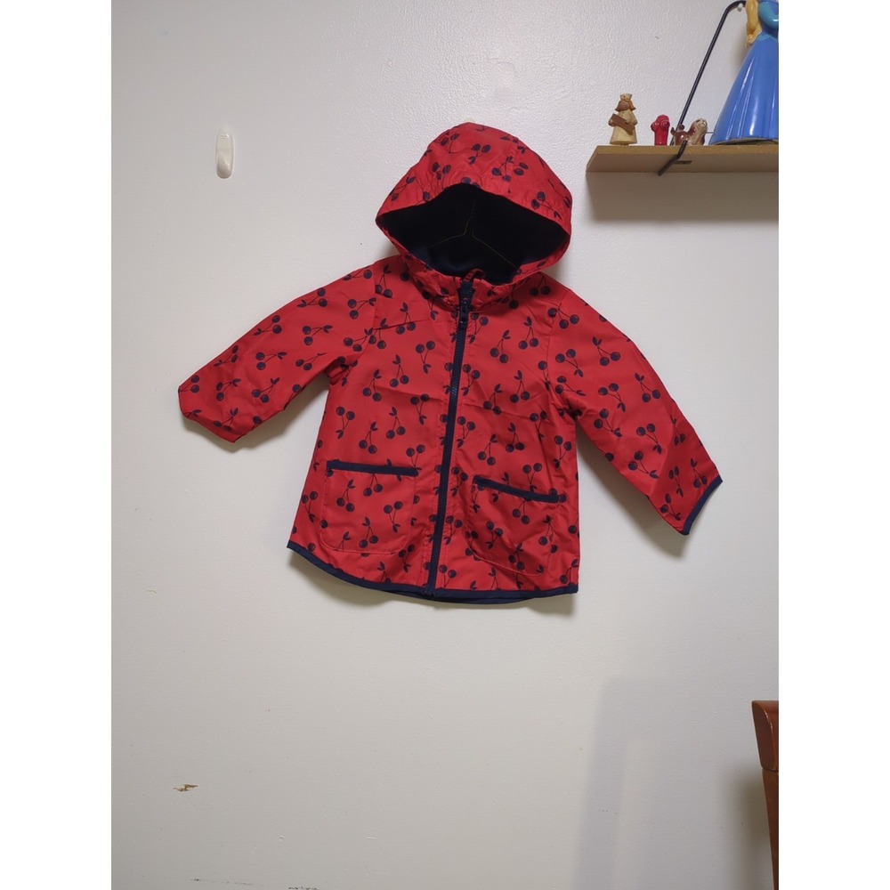 simple joys by carters Red And Navy Blue Cherry Lightweight Jacket Sz 2T